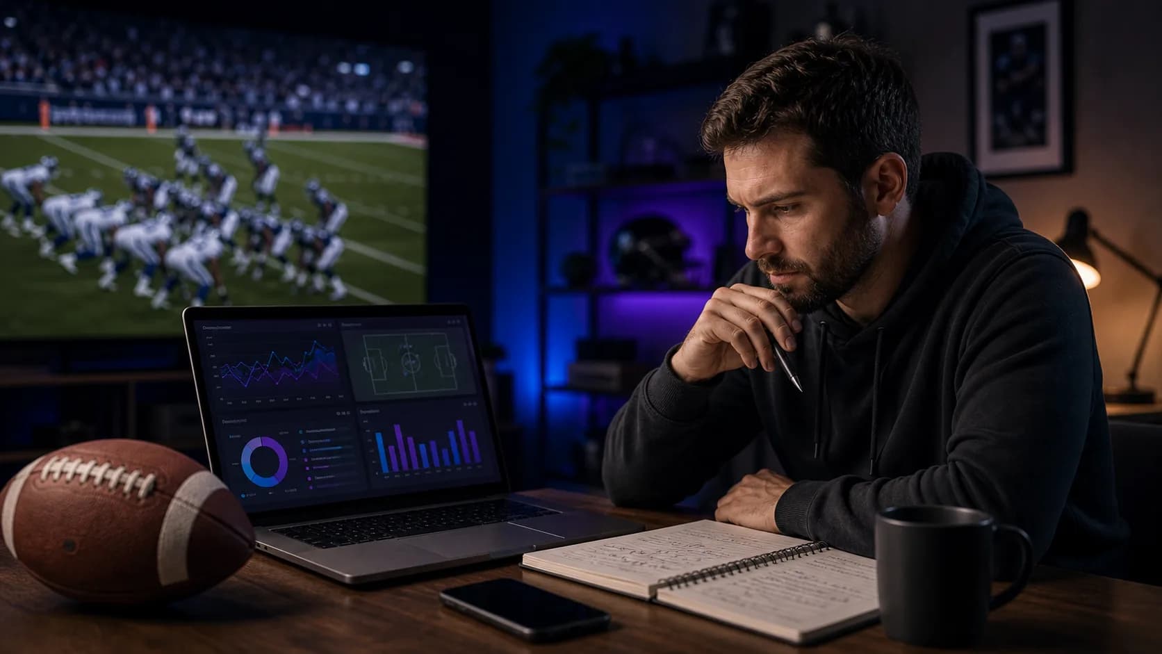 Football analyst reviewing an NFL prediction challenge